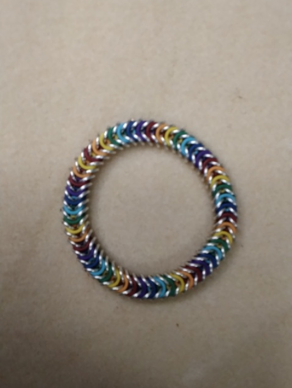 Pride Rainbow Chainmaille Stretchy Bracelet In Silvertone - Unisex